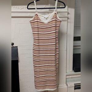 Olive + Oak Striped Crochet Midi Dress